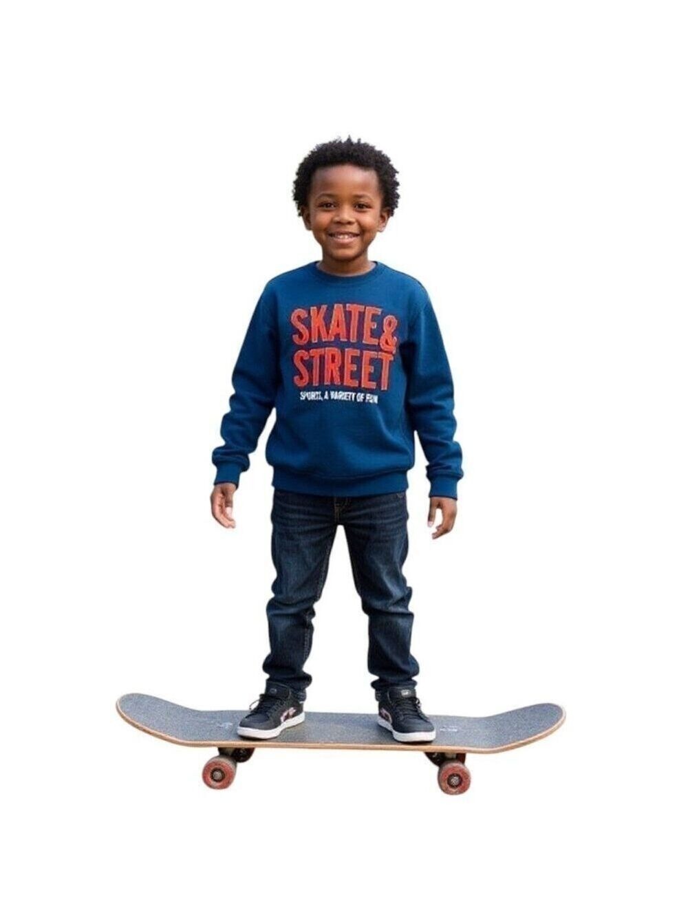 𝅺zara Kids blue hoodie size 5-6 years (118 cm) embroidered skate and street